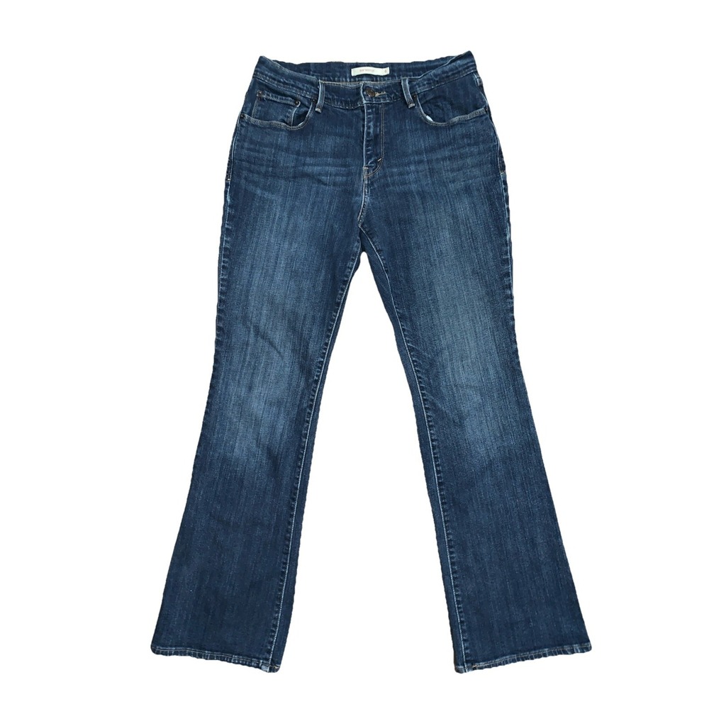 Levi's 515 Boot Cut Jeans Womens 8 Stretch Mid Rise Dark Wash 28x29 Faded Thighs